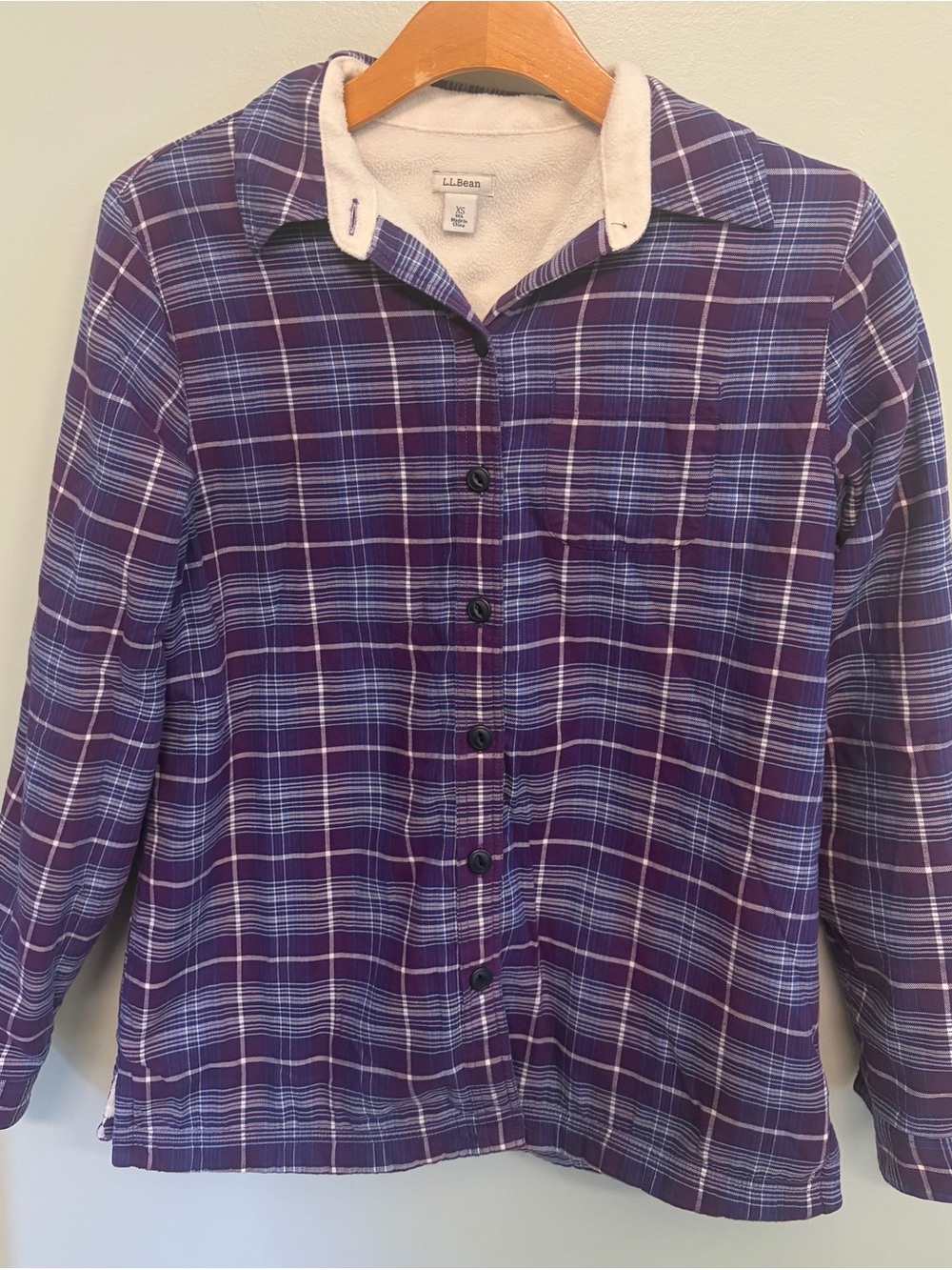 L.L. Bean Women’s Purple and Light Blue Plaid Button-Down Shirt